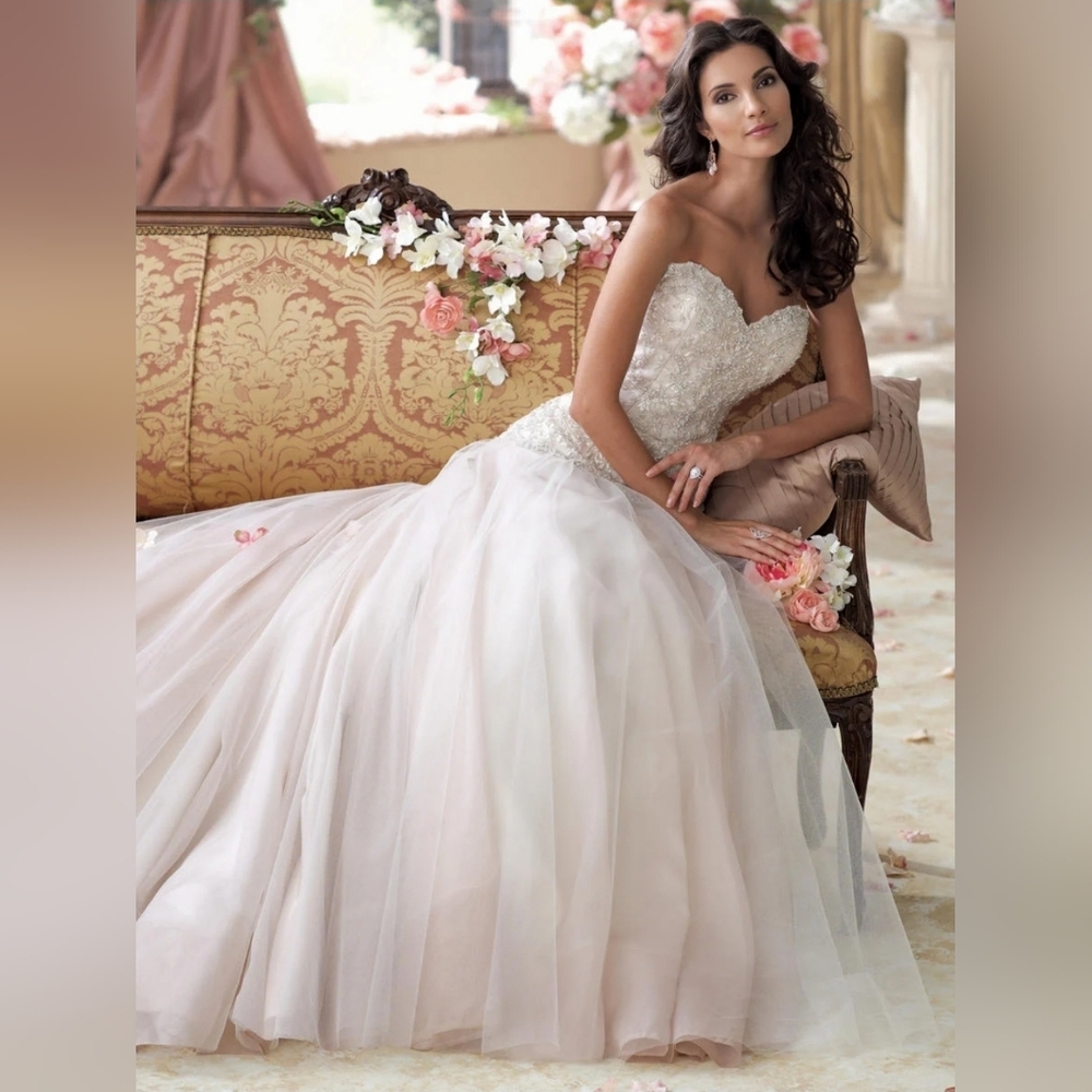 Martin Thornburg for Mon Cheri Bridals Size 14 Ivory & Tea Rose Wedding Gown